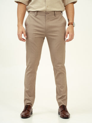 front view of tiramisu beige pants by pant project, featuring slim fit design