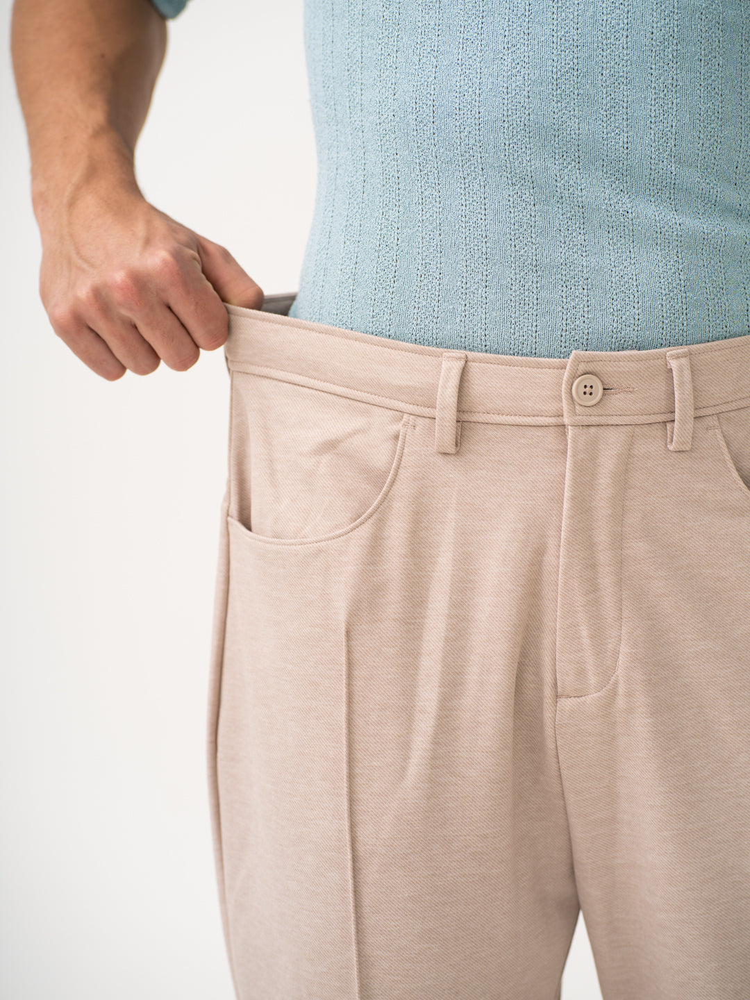 Pant Project beige Korean pants stretchable waistband close-up