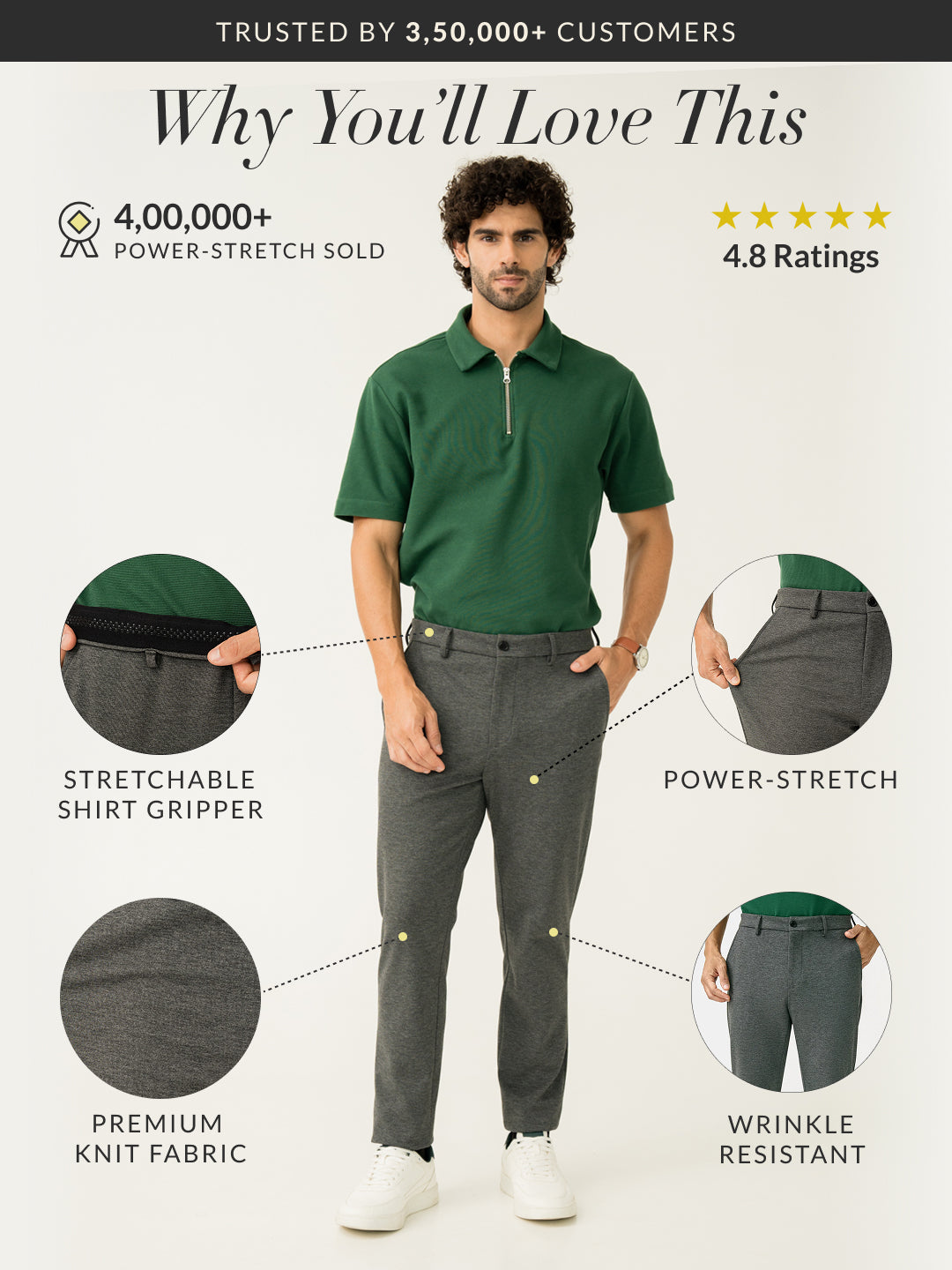 Dark Grey Slim Fit Power Stretch Pants