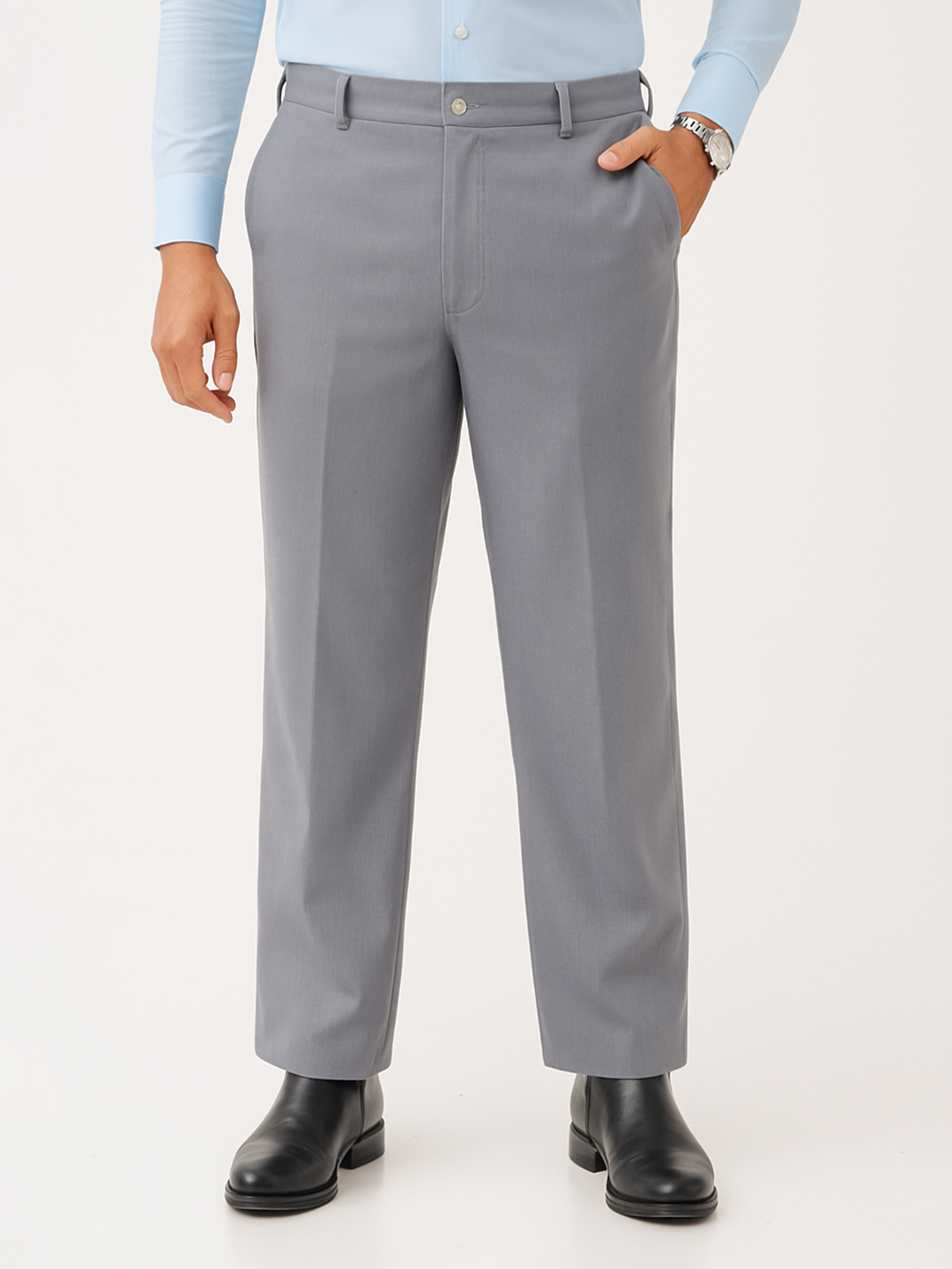 Equinox Grey Luxury Twill Relaxed Fit Stretch Formal Pants