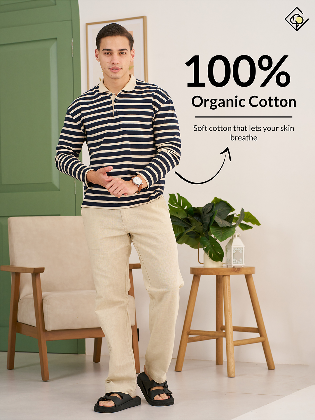 Bondi Beige All Day Lounge Cotton Pants