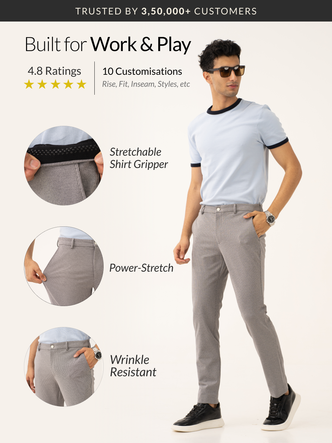 Orbit Black Houndstooth Power-Stretch Pants