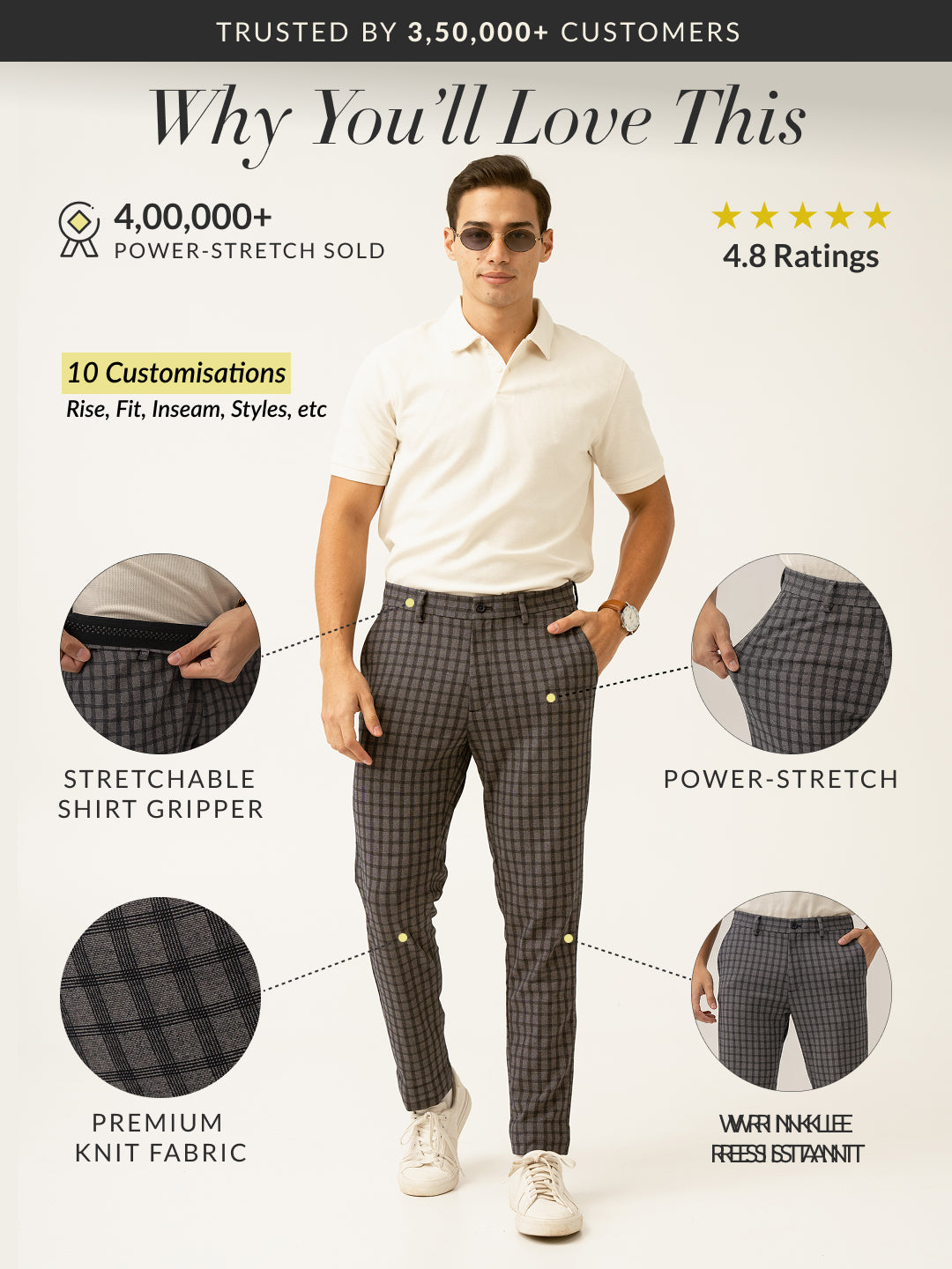 Rook Black Window Checks Power-Stretch Pants