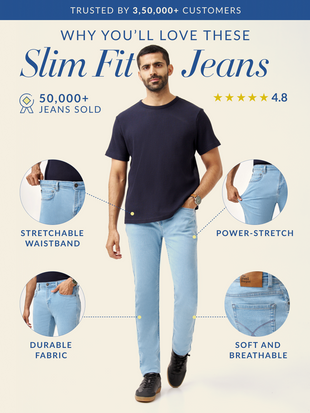 Sky Blue Power-Stretch Slim Fit Jeans