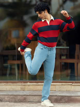 Sky Blue Power-Stretch Slim Fit Jeans