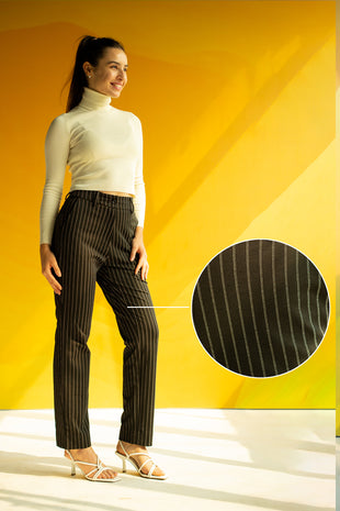 women's stripe black pants
