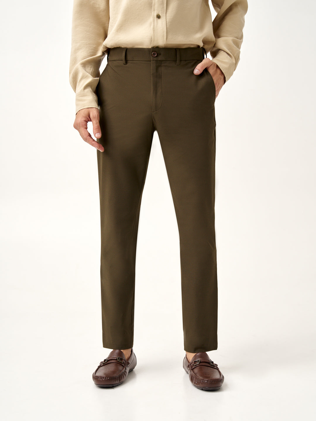 Army Olive Green Formal Trouser For Men