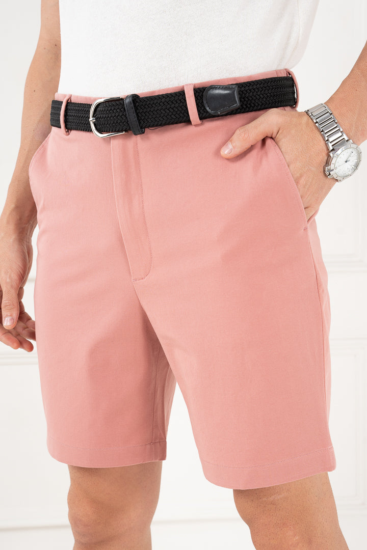 Coral Cotton Stretch Chino Shorts - Main Image