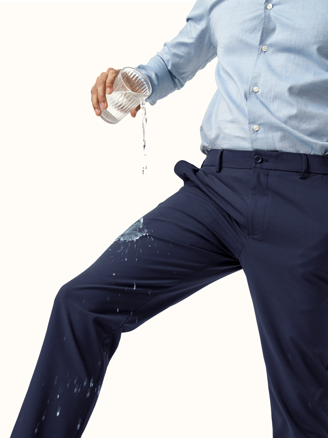 Wind Blue Water Repellent Relaxed Fit Stretch Formal Pants