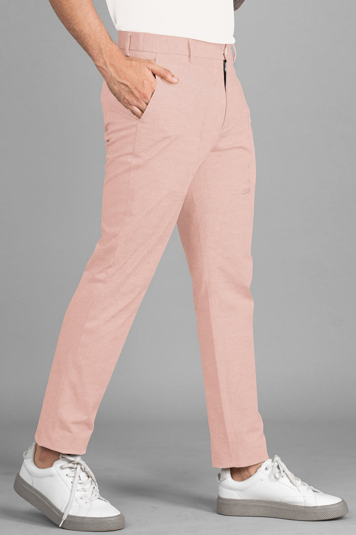 Flamingo Peach Cotton Stretch Chinos - Main Image