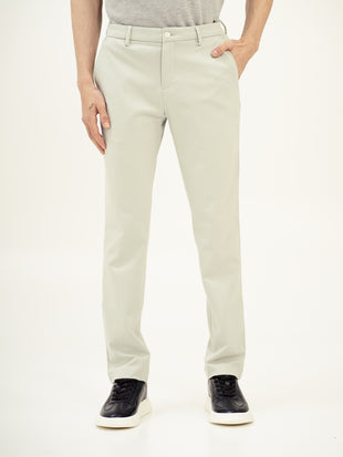 Full view of green stretchable trousers by Pant Project, focusing on the overall design and fit