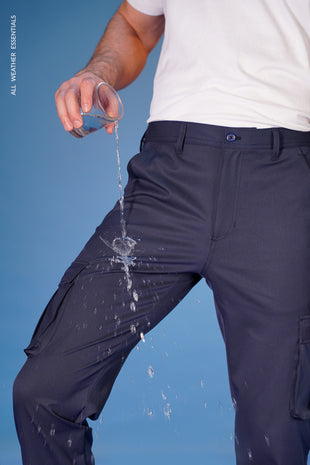 all weather navy cargo pants