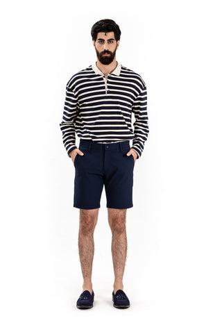 stretchable navy chino shorts