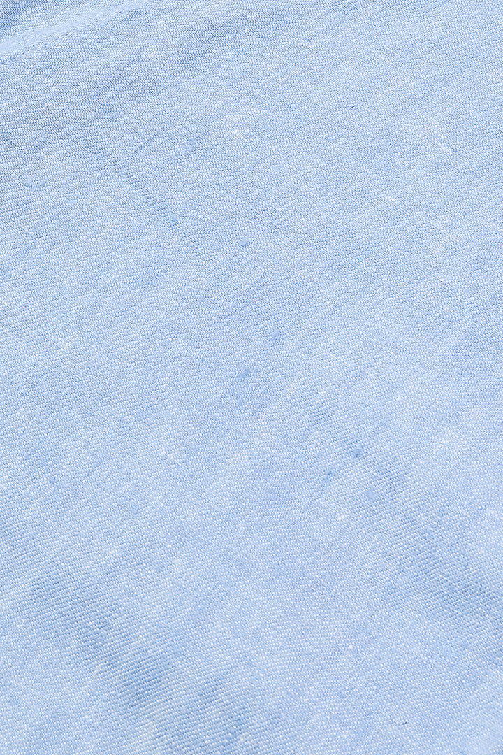 Mens chino shorts in iced blue linen Fabric