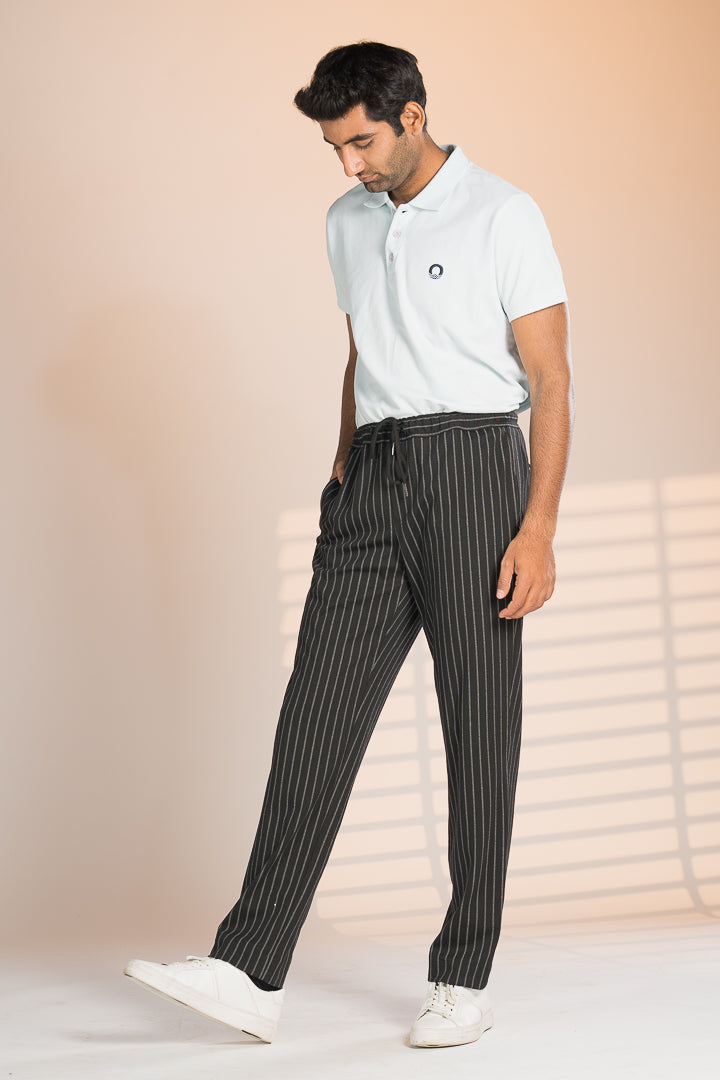stretch black stripe joggers