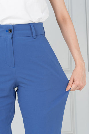 women's blue stretch chino