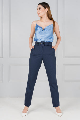 blue stretch pants for women