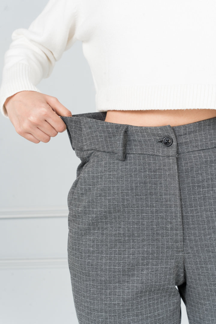 checks grey stretchable pants