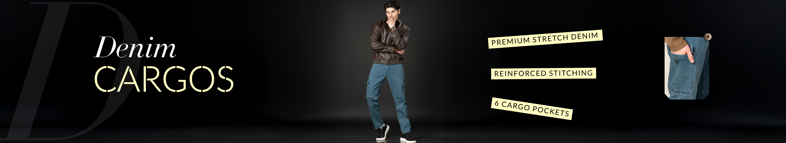 Relaxed Fit Denim Cargos
