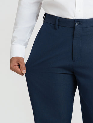 Trench Blue Micro Checks Relaxed Fit Formal Trousers