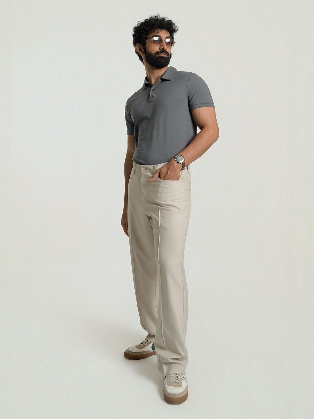Korean Cream Relaxed Fit Pintuck Pants