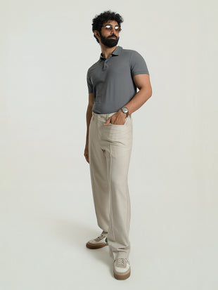 Korean Cream Relaxed Fit Pintuck Pants