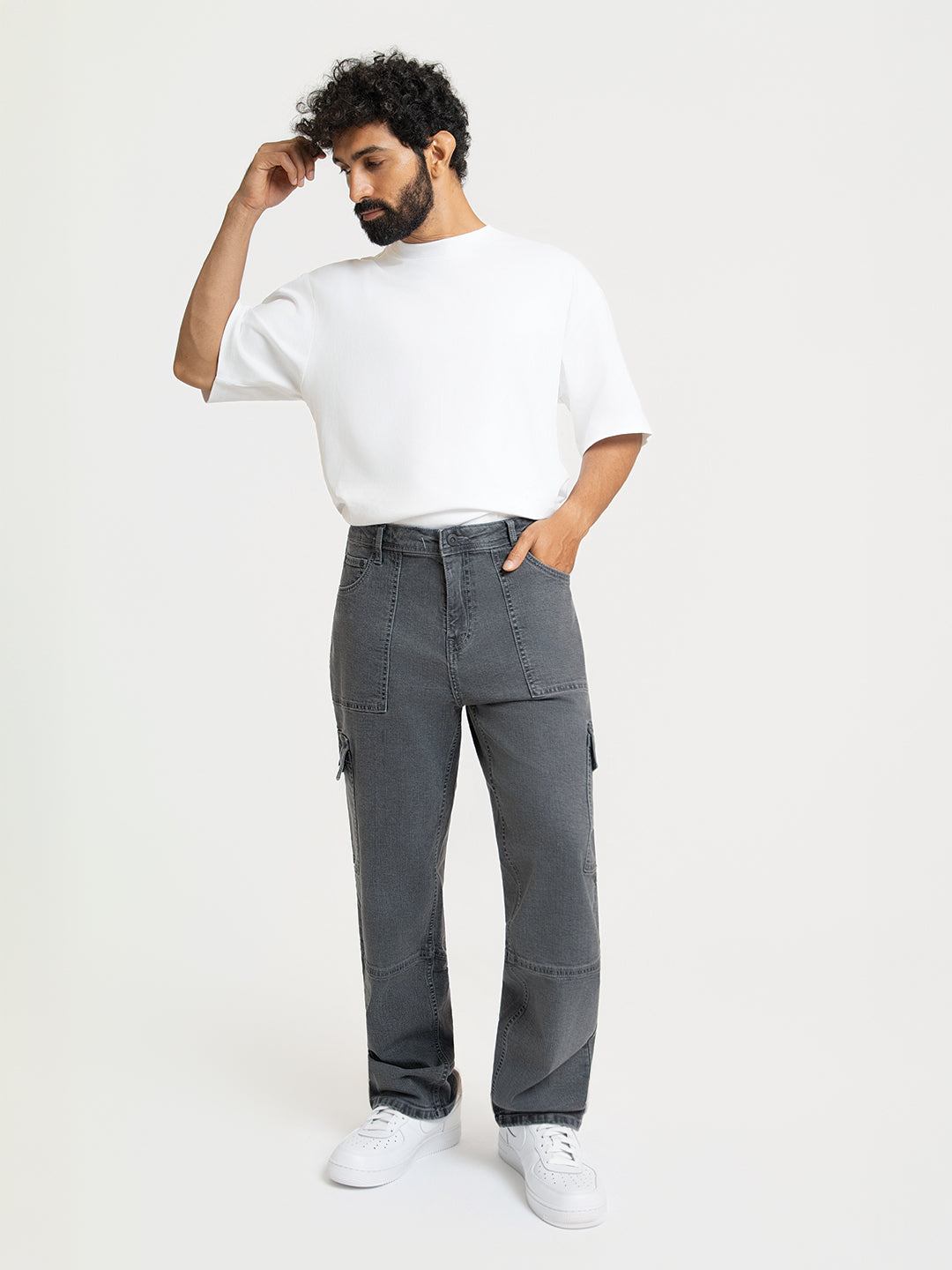 Trail Grey Relaxed Fit Denim Cargos