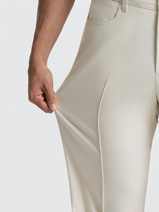 Korean Beige Relaxed Fit Pintuck Pants