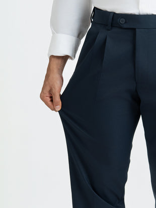 Japanese Navy Straight Fit Pleated Formal Trousers
