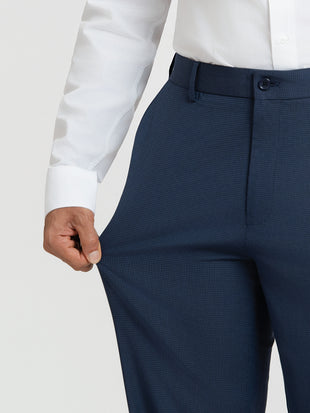 Offshore Blue Mini Checks Relaxed Fit Formal Trousers
