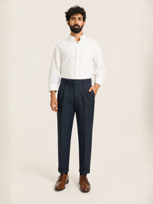 Japanese Navy Straight Fit Pleated Formal Trousers