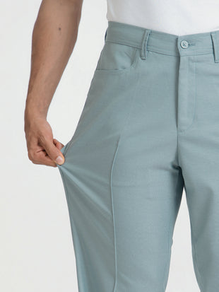 Korean Teal Relaxed Fit Pintuck Pants