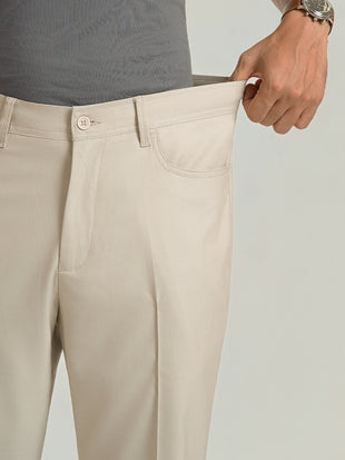Korean Cream Relaxed Fit Pintuck Pants