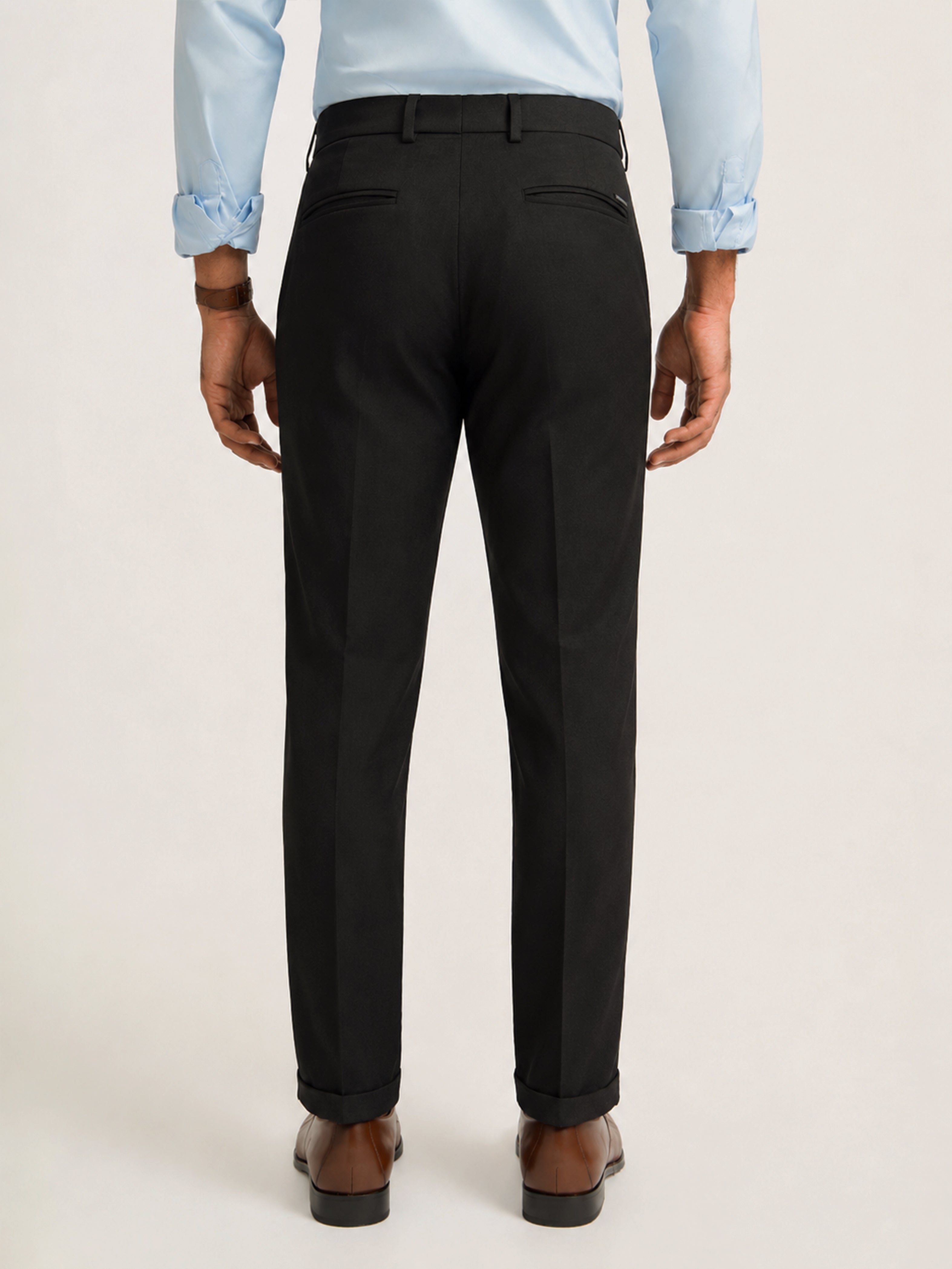 Buy Japanese Black Straight Fit Pleated Formal Trousers Online
