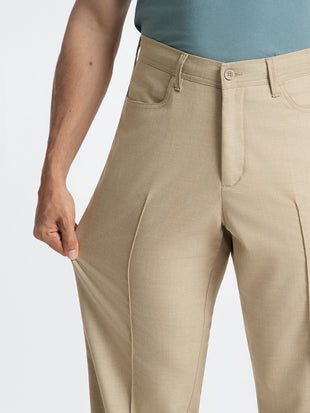 Korean Khaki Relaxed Fit Pintuck Pants