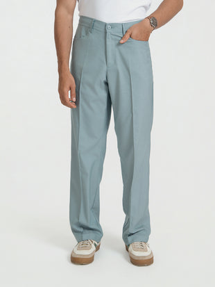 Korean Teal Relaxed Fit Pintuck Pants