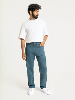 Dusty Blue Relaxed Fit Denim Cargos