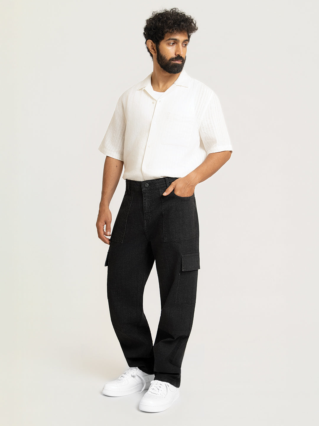 Ridge Black Relaxed Fit Denim Cargos