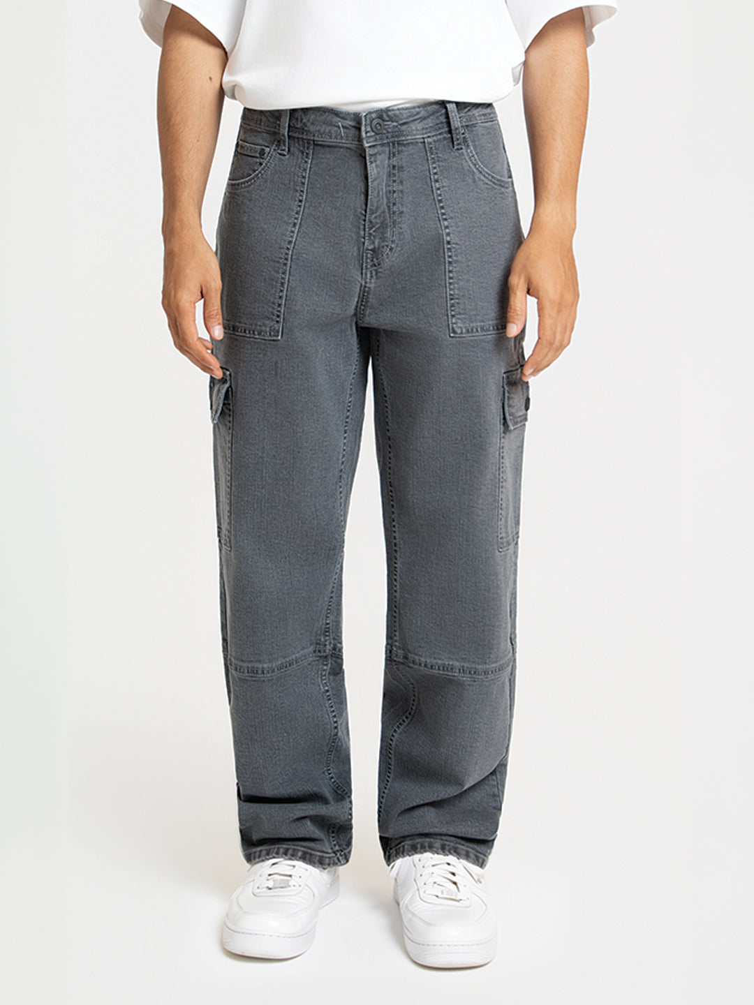 Trail Grey Relaxed Fit Denim Cargos