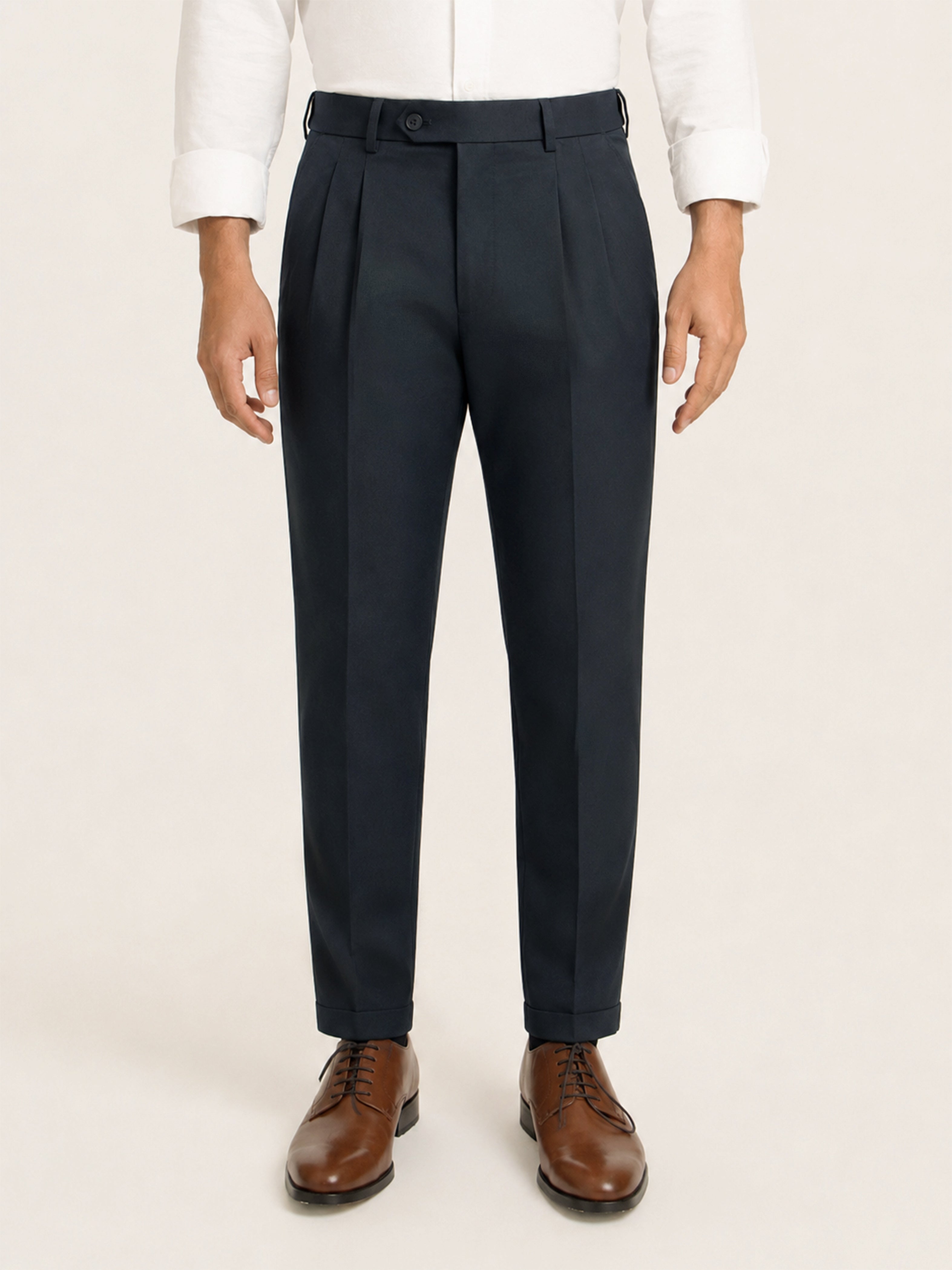 Kairo Navy Luxury Twill Relaxed Fit Stretch Formal Pants