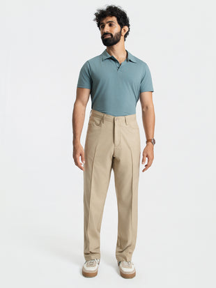 Korean Khaki Relaxed Fit Pintuck Pants