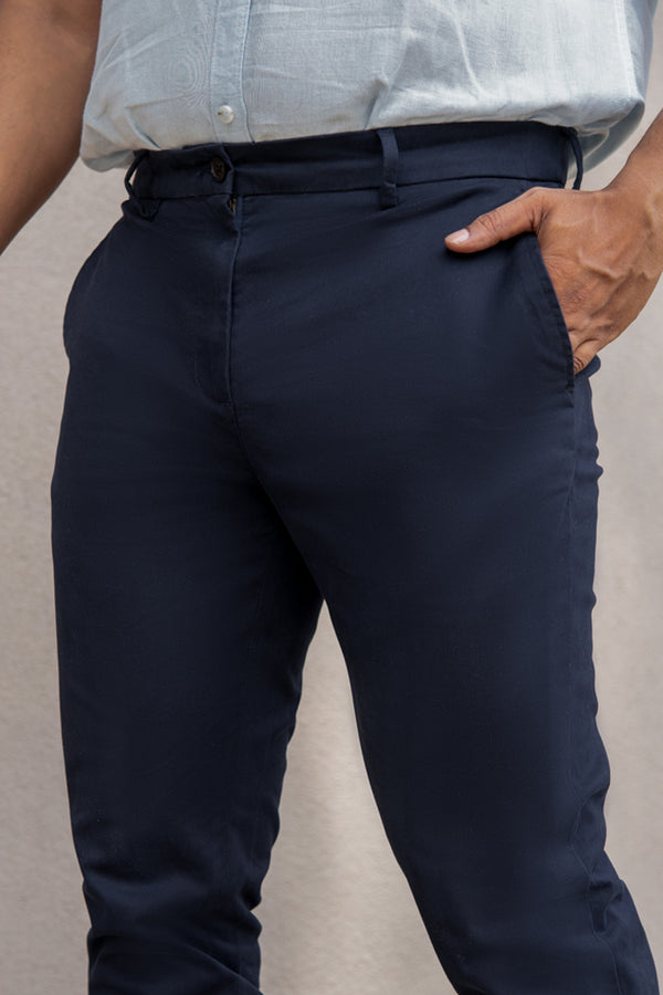 Navy Blue Slim Fit Stretch Chino Pants