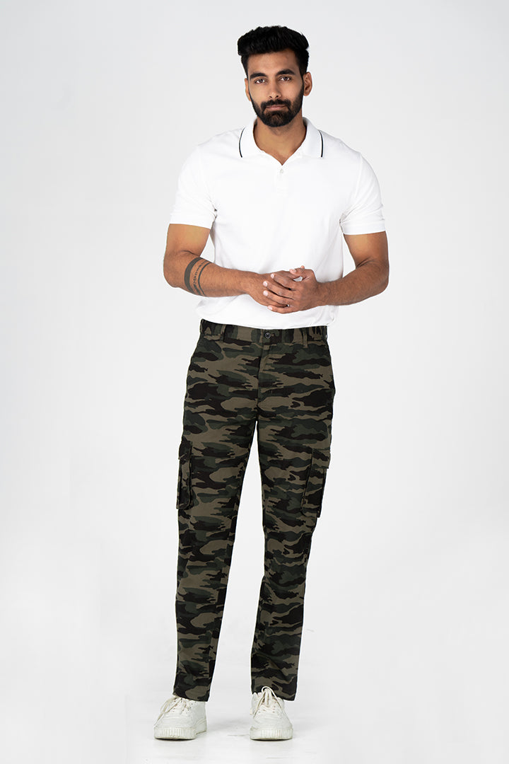 Military Camo Slim Fit Cargo Pants