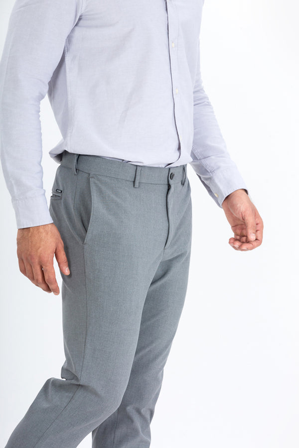 Light Grey Slim Fit Stretch Formal Pants