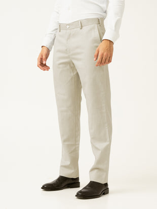 Elara Cream Melange Stretch Formal Pants
