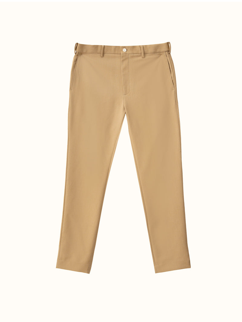 front view of Pant Project's camel stretchable trousers