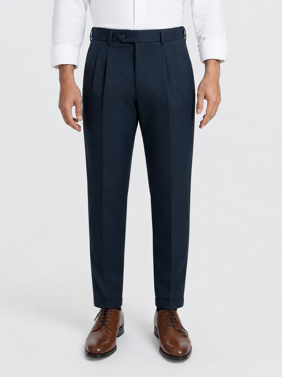 Japanese Navy Straight Fit Pleated Formal Trousers