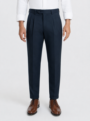 Japanese Navy Straight Fit Pleated Formal Trousers