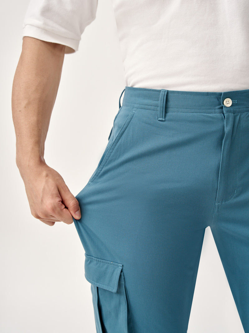 Tulum Turquoise Stretch Cargo Pants