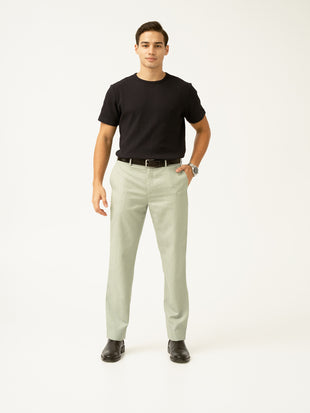 Sorrel Green Melange Stretch Formal Pants